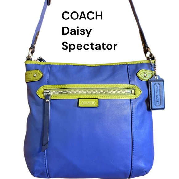Coach Daisy Spectator Blue & Lime Leather Crossbody Bag F28940 - Picture 3 of 16